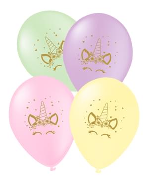 8 Einhorn Luftballons - Unicorn Flowers