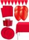Kit decorazioni per festa colore rosso Premium per 8 persone - Tinte unite