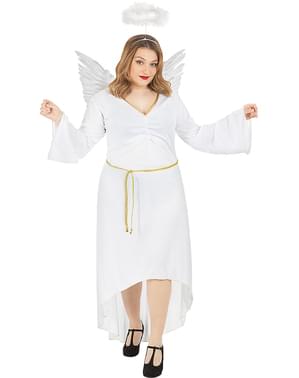 Engel kostyme med glorie og Vinger plus size
