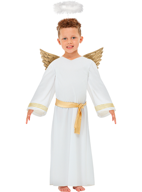 Disfraz de ángel con aureola y alas para niños