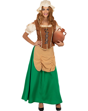 Keskiaikainen majatalonpitäjän puku naisille plus koko