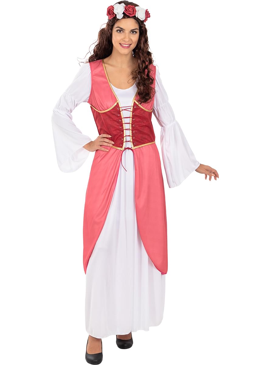 Costume da principessa medievale con fiori da donna