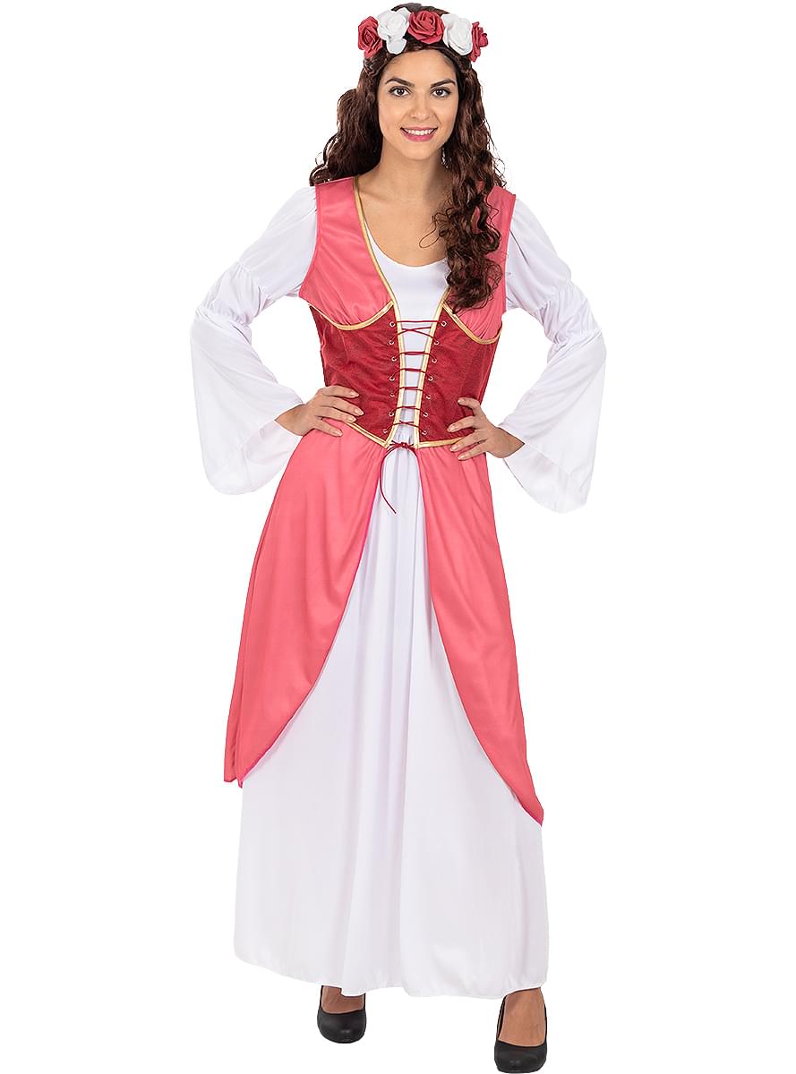 Disfraz de princesa medieval con flores para mujer