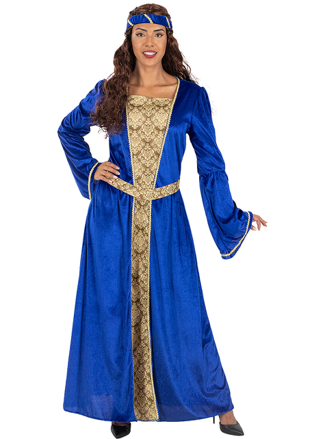 Disfraz de princesa medieval azul para mujer talla grande