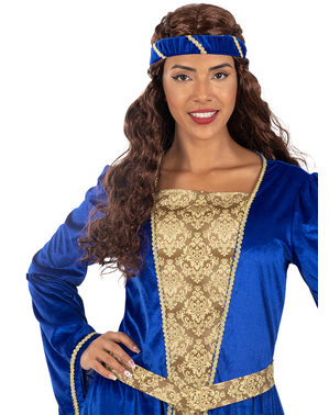 Modrý dámsky kostým stredoveká princezná v nadmernej veľkosti