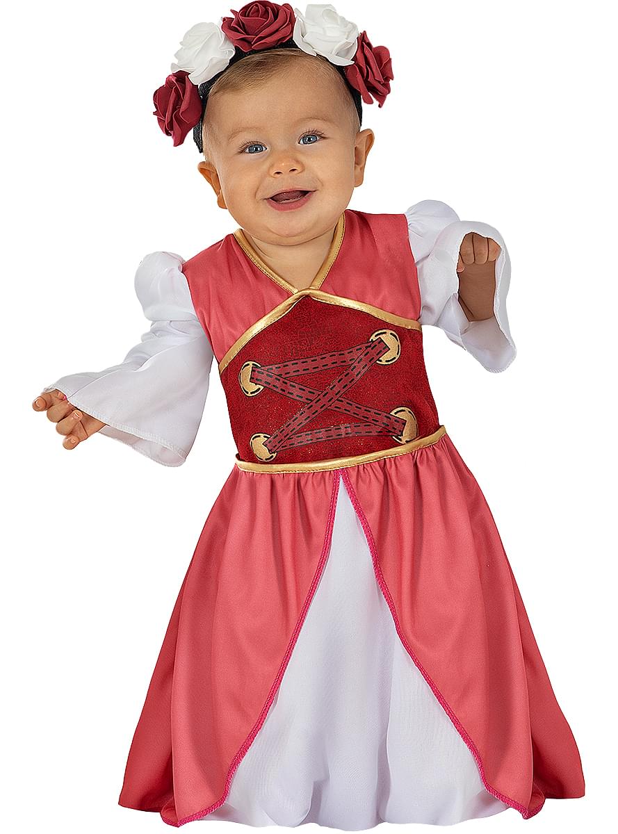 Middelalderlig prinsesse kostume med blomster til babyer