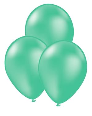 10 ментово-зелени балона - обикновени цветове