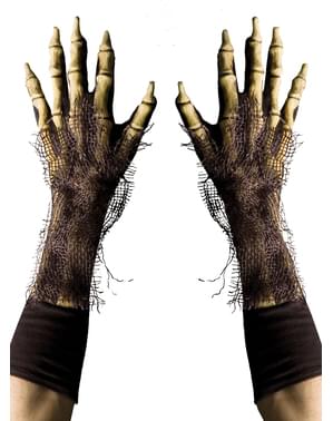 Haarige Skelett Handschuhe für Erwachsene