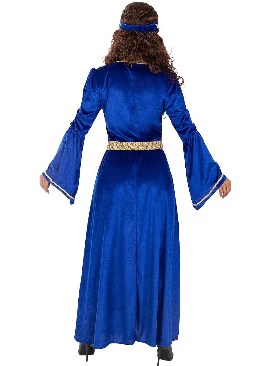 Disfraz de princesa medieval azul para mujer