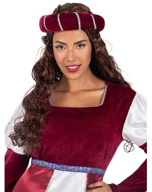 Vestido com capa princesa medieval vermelho e dourado - Princesa