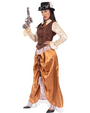 Dolg steampunk kostum za ženske