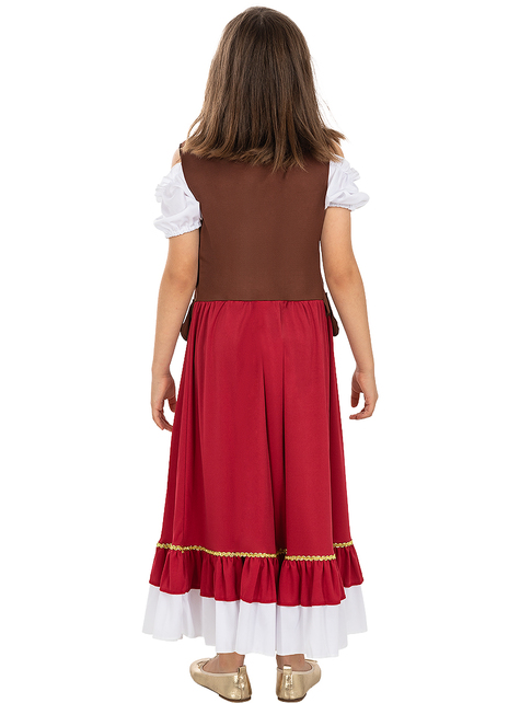 Disfraz de tabernera medieval clásica para niña