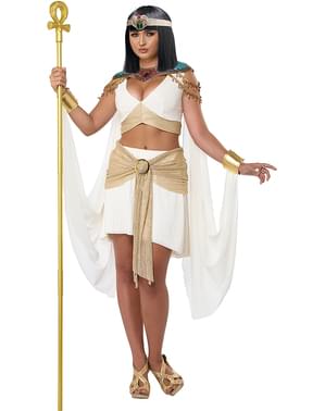 Costume da Regina del Nile Cleopatra, Costume da Principessa egiziana,  Vestito da Principessa egiziana, Vestito Bianco in Velours + Cintura Dorata