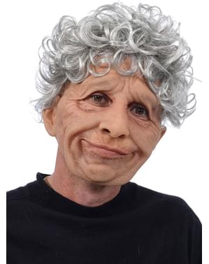 Máscara realista de anciana con boca en movimiento, abuela, mujer, Beige  Bronceado