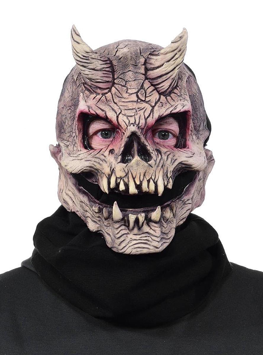 Máscara de caveira de diabo com boca móvel