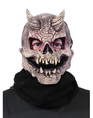 Máscara de caveira de diabo com boca móvel