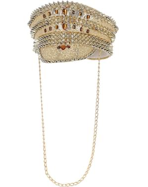 Zlatý festivalový kapitánský klobouk s dekoracemi