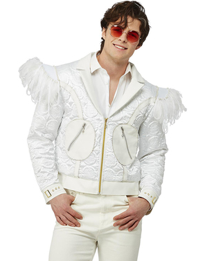 Giacca da Elton John con piume da uomo