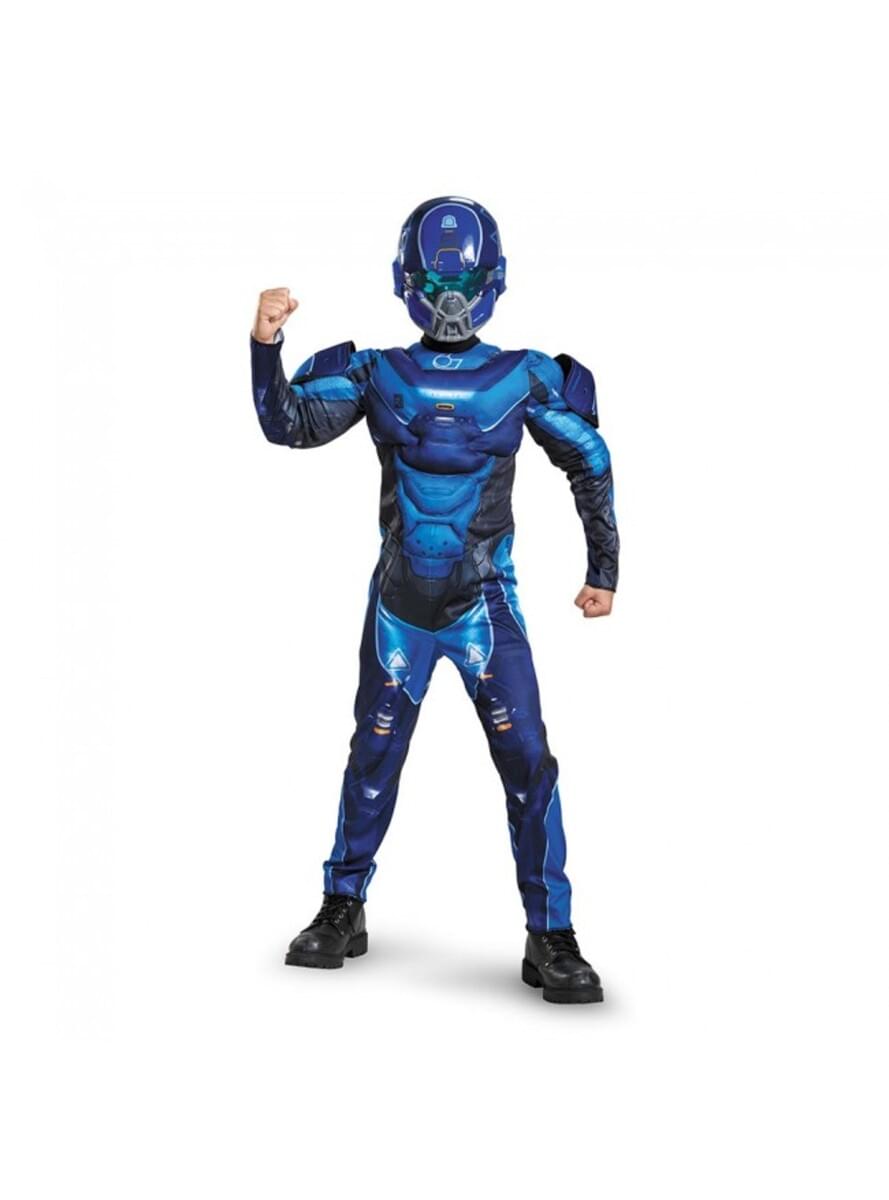 Costume da Blue Spartan muscoloso per bambino