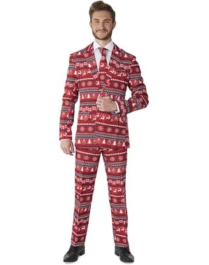 Costum de Crăciun „Nordic Pixel Red” - Suitmeister