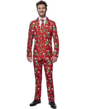 חליפת חג המולד עצי חג המולד כוכבים אדום - Suitmeister