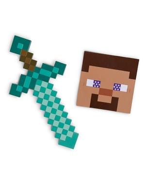 Kit épée et masque Steve - Minecraft