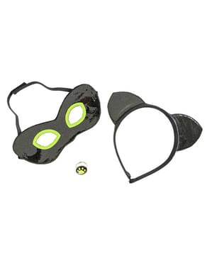 Conjunto de bandolete, mascarilha e anel de Gato Noir