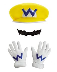 Warios Hat, gloves and moustache for a child
