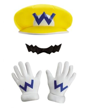 Gorra, guantes y bigote de Wario para niño