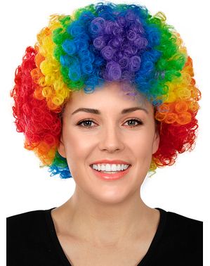 Clown Perücke in Regenbogenfarben