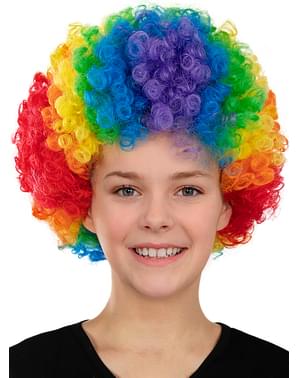 Peruk clown regnbågsfärgad för barn