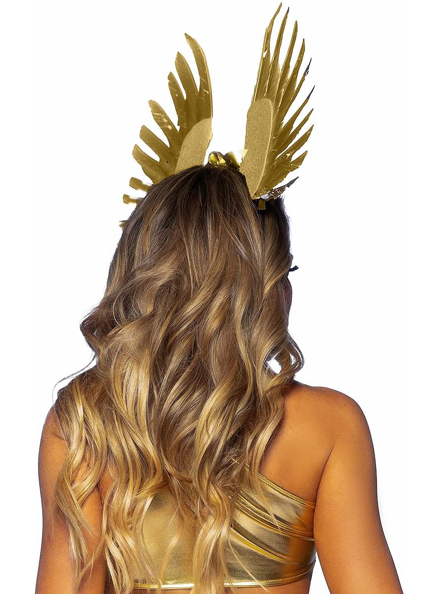 Diadema per capelli da dea con piume da donna