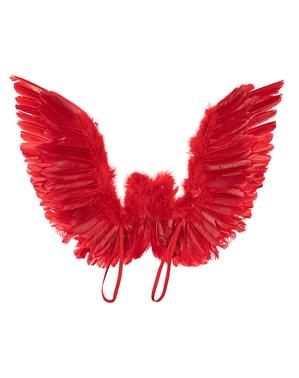Asas de plumas vermelhas
