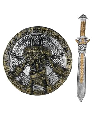 Vikingasköld och svärd