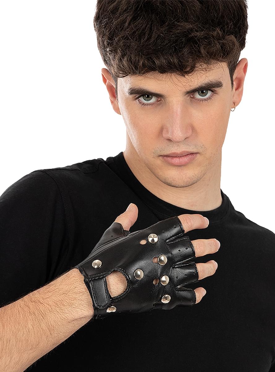 Črne punk rokavice za odrasle 