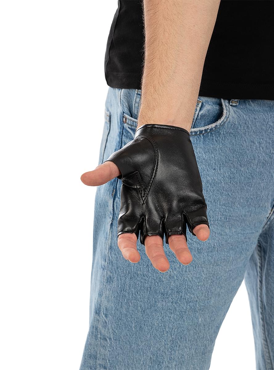 Black Punk Gloves for Adults