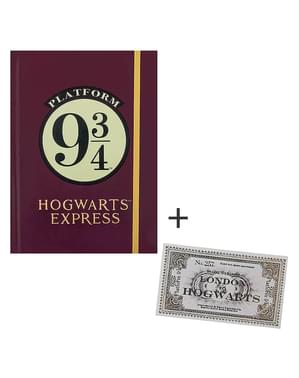 Hogwarts express zvezek s trdimi platnicami in zaznamek - Harry Potter