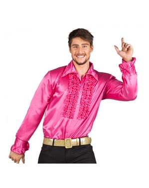 70'er lyserød skjorte til mænd