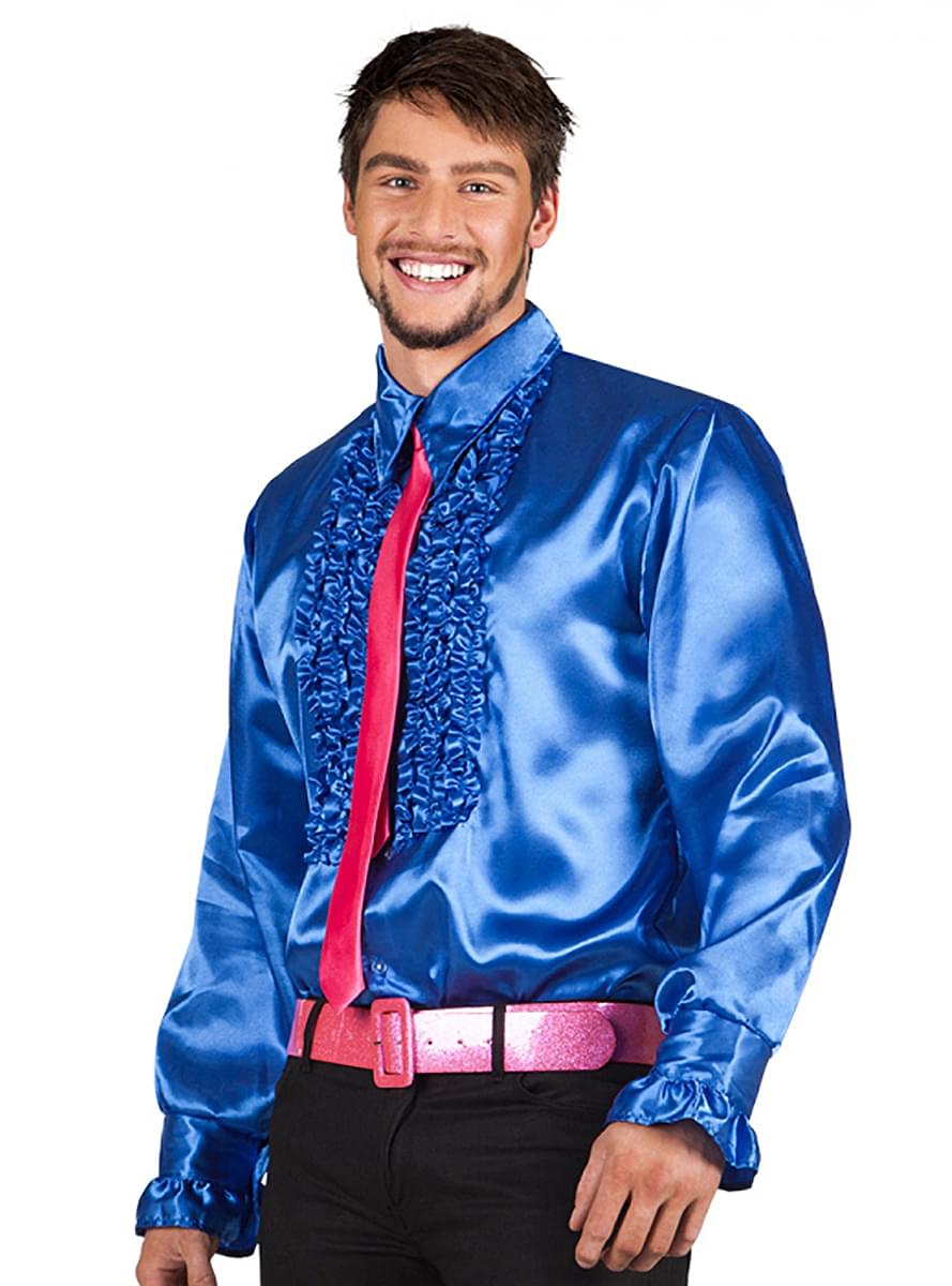 Camicia blu anni '70 da uomo