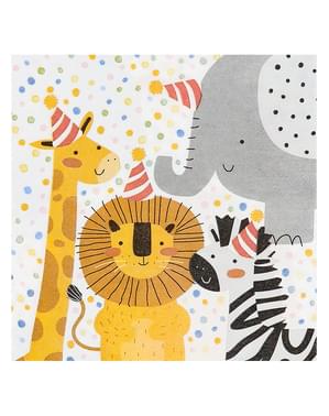 20 serviettes en papier de animaux (33 x 33 cm) - Safari