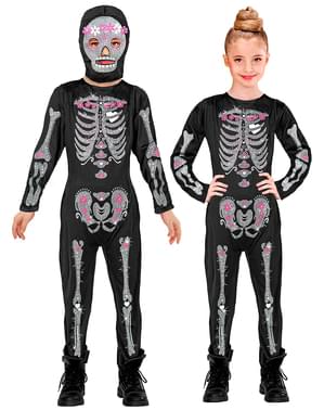 Costume da scheletro glitterato per bambina