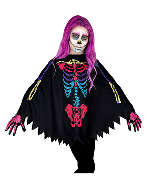 Poncho colorat de schelet pentru copii