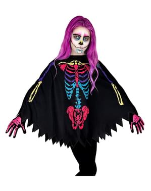 Poncho de esqueleto colorido para niños