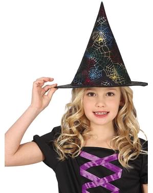 Chapéu de bruxa colorido para menina