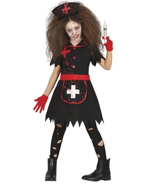 Blodig mørkt sygeplejerske kostume til piger
