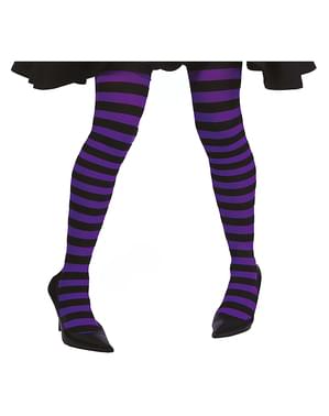 Black and Purple Striped Witch Tights for Women