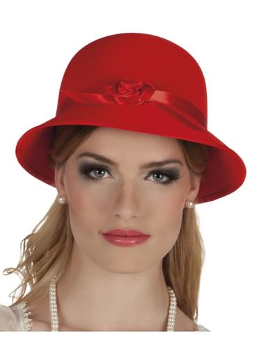 Chapéu dos anos 20 vermelho para mulher