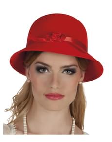 Chapéu dos anos 20 vermelho para mulher