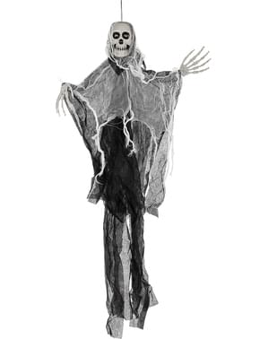 Grinsendes Skelett WC Tür-Poster Halloween Party-Deko beige-weiss