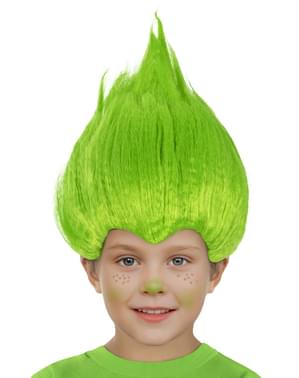 Grøn Trolls paryk til børn